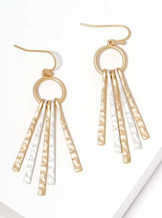 Hammered Metal Bar Drop Dangle Drop Earrings