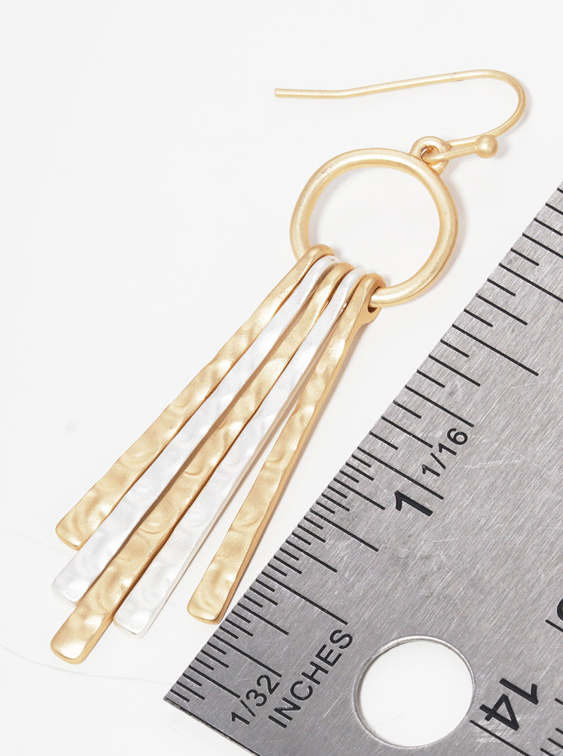 Hammered Metal Bar Drop Dangle Drop Earrings