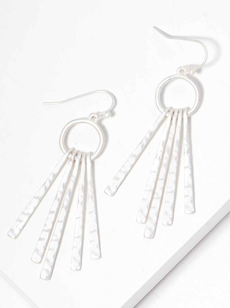 Hammered Metal Bar Drop Dangle Drop Earrings