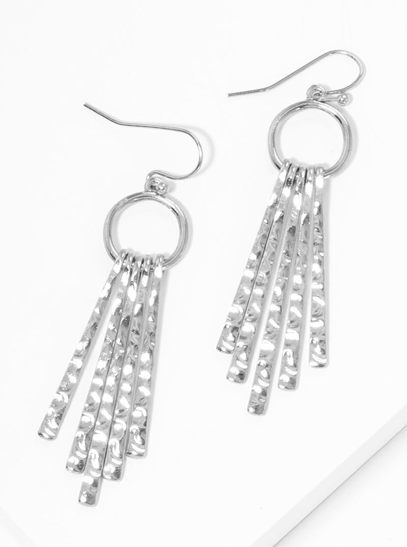Hammered Metal Bar Drop Dangle Drop Earrings