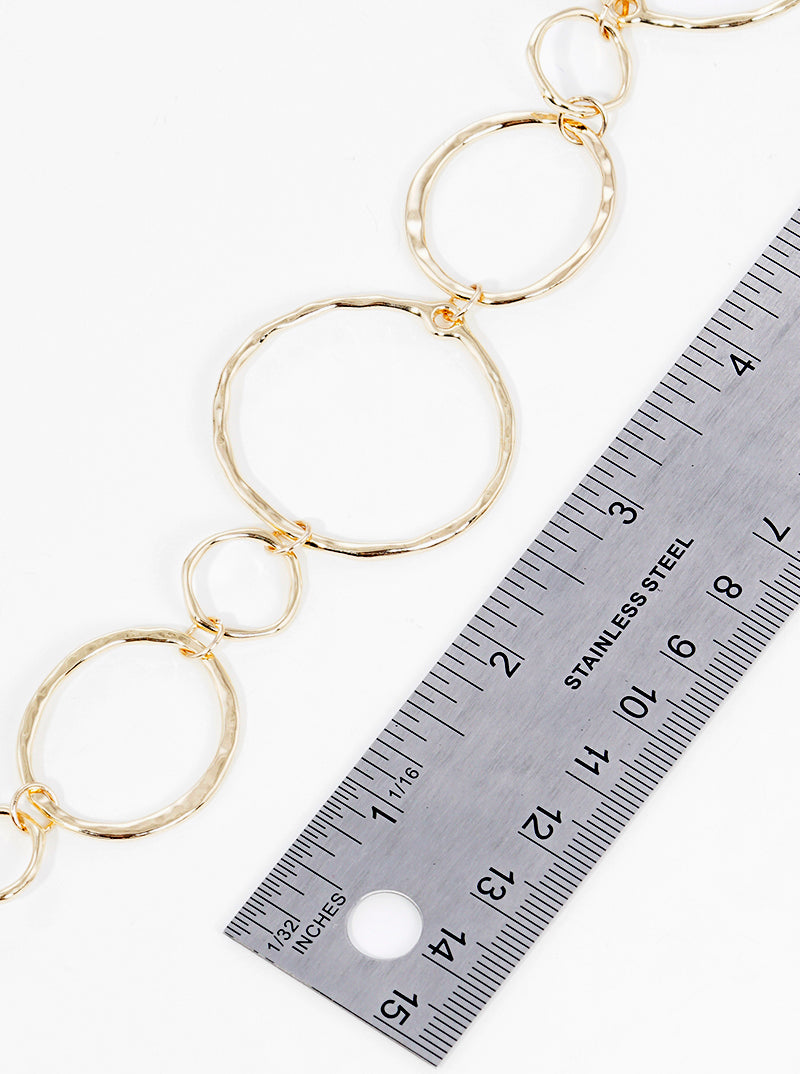 Hammered Metal Combo Circle Chain Long Necklace