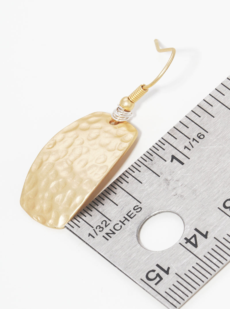 Hammered Metal Geometric Shape Wire Wrapped Drop Earrings