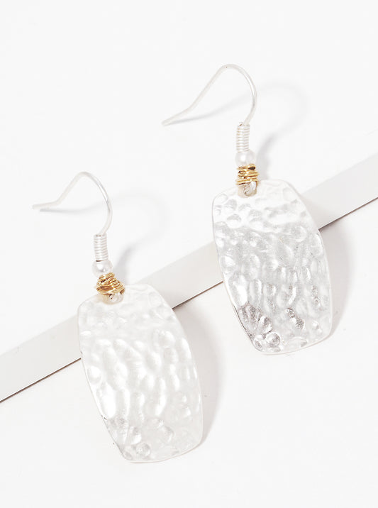 Hammered Metal Geometric Shape Wire Wrapped Drop Earrings