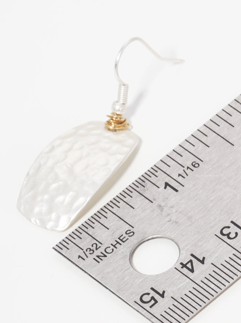 Hammered Metal Geometric Shape Wire Wrapped Drop Earrings