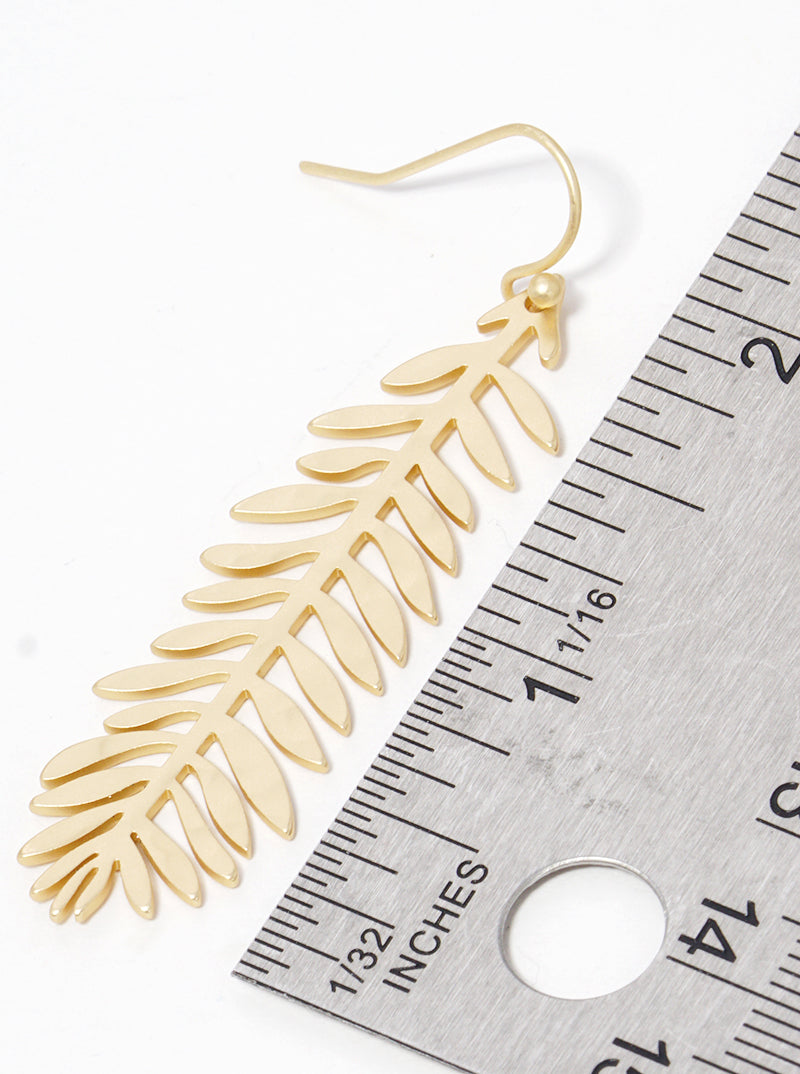 Hammered Metal Leaf Dangle Drop Earrings
