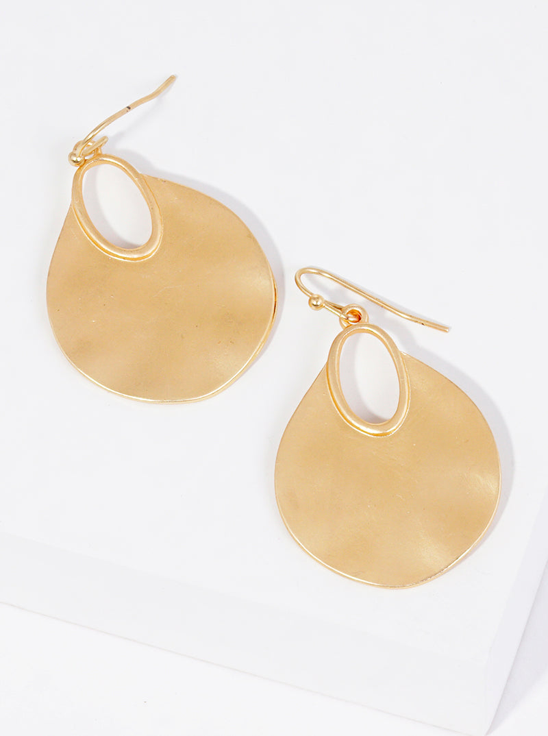 Hammered Metal Round And Oval Dangle Drop Earrings