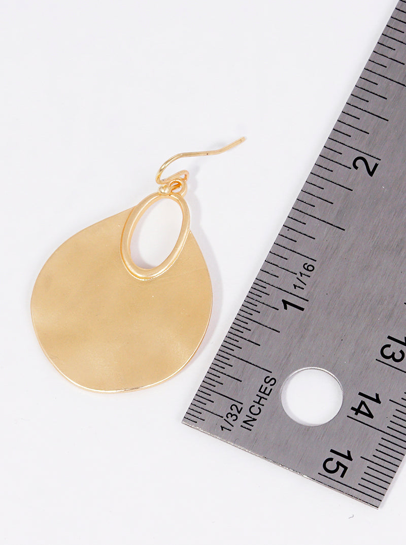 Hammered Metal Round And Oval Dangle Drop Earrings