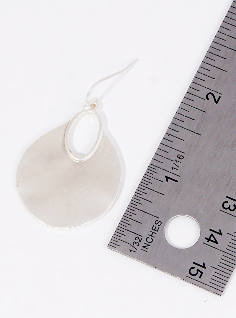 Hammered Metal Round And Oval Dangle Drop Earrings
