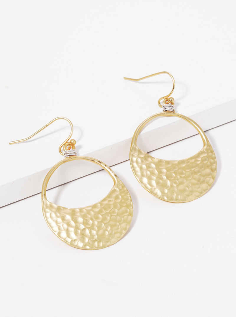 Hammered Metal Round Wire Wrapped Earrings