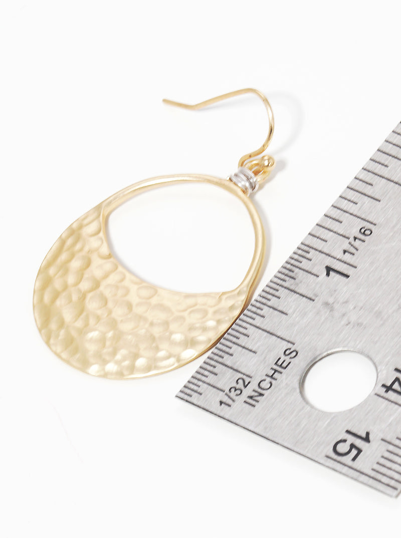Hammered Metal Round Wire Wrapped Earrings