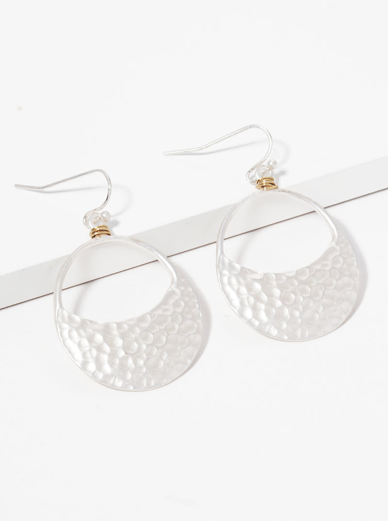Hammered Metal Round Wire Wrapped Earrings