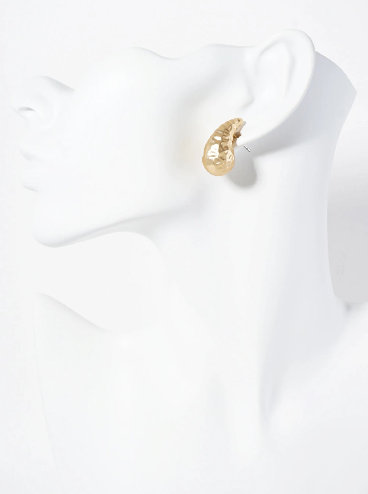 Hammered-texture Hollow Teardrop Post Earrings