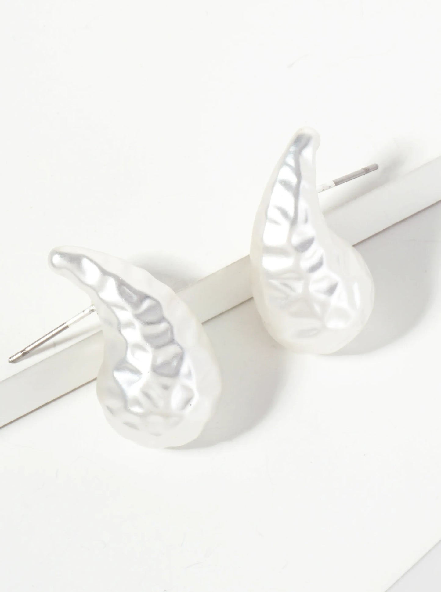 Hammered-texture Hollow Teardrop Post Earrings