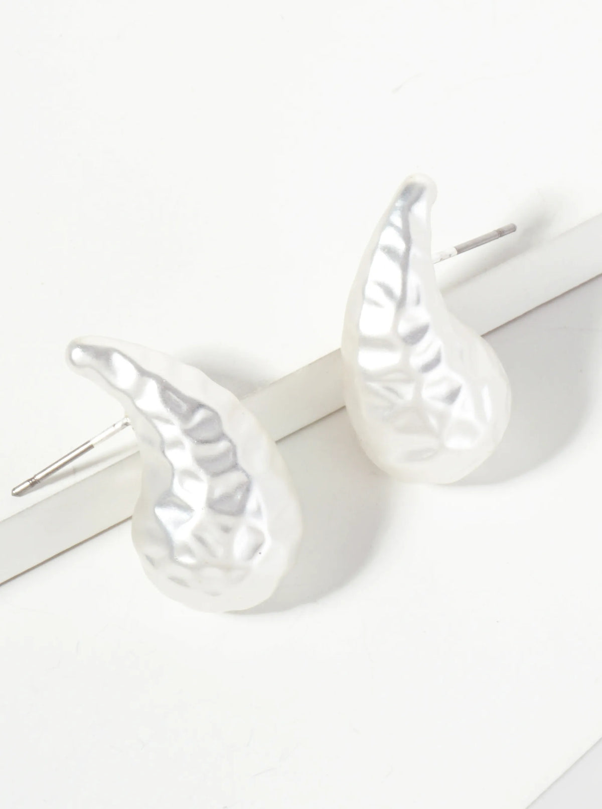 Hammered-texture Hollow Teardrop Post Earrings