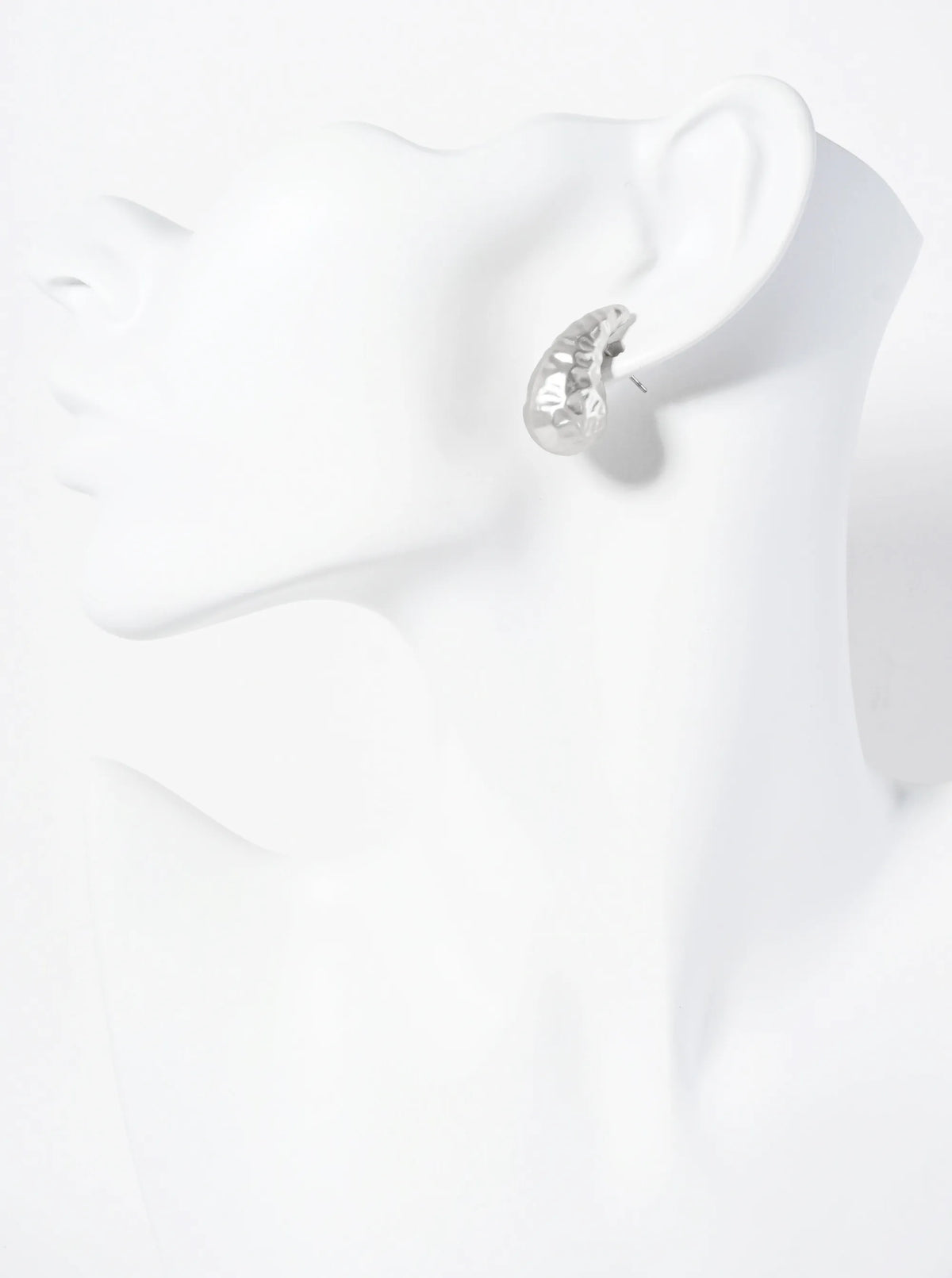 Hammered-texture Hollow Teardrop Post Earrings