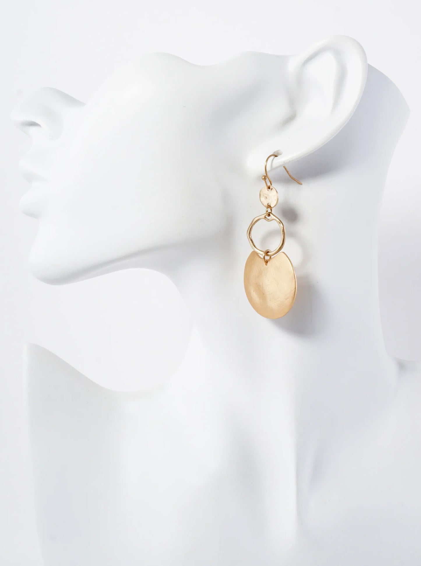 Hand-Molded Geometric Graduated Circle Drop Metal Earrings