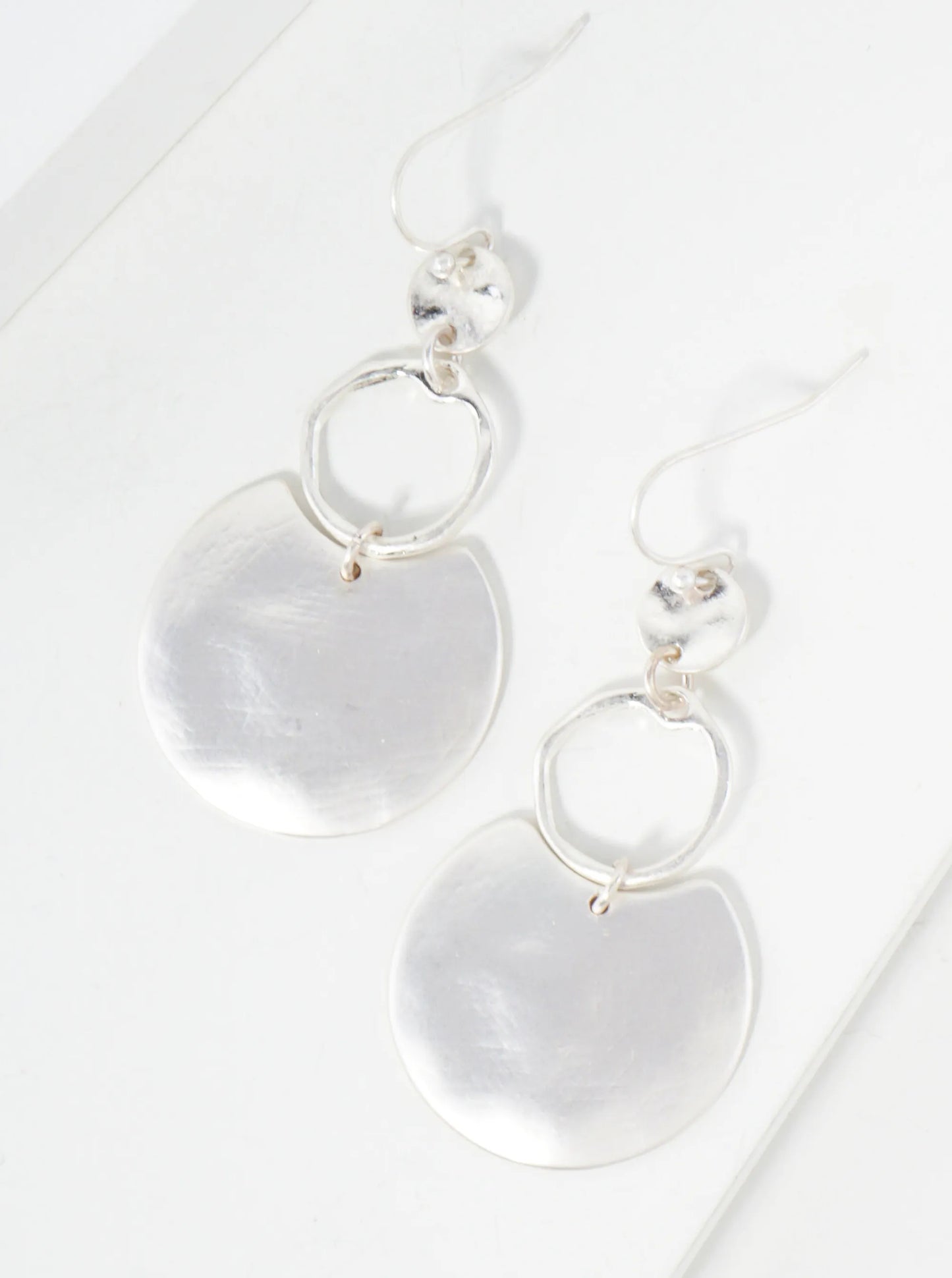 Hand-Molded Geometric Graduated Circle Drop Metal Earrings