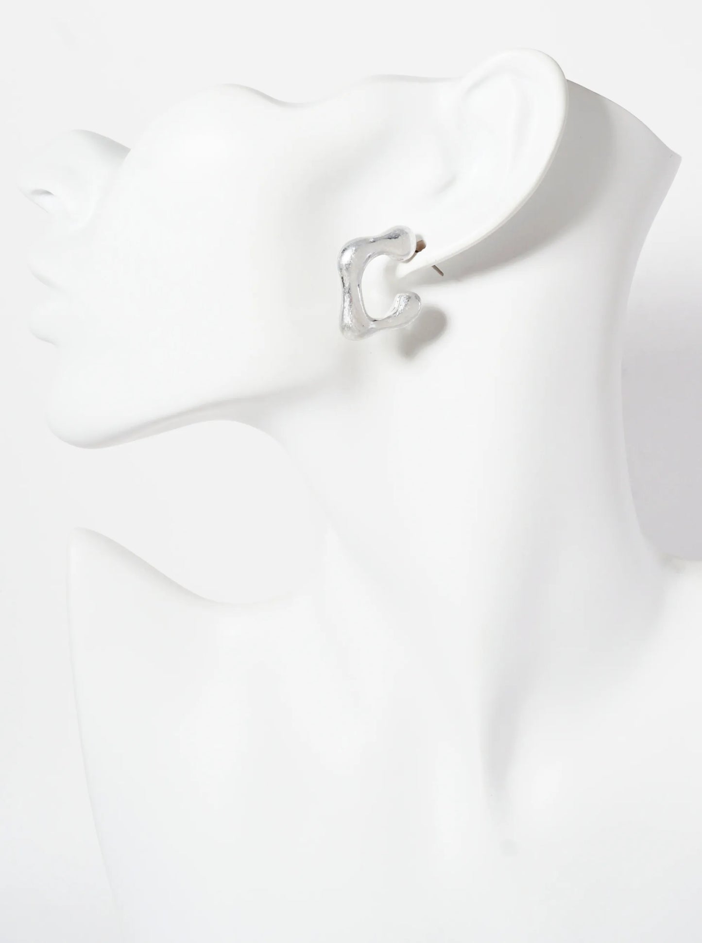 Hand-Scrunched Texture 27mm Rhombus Hoop Earrings With-Titanium-Post