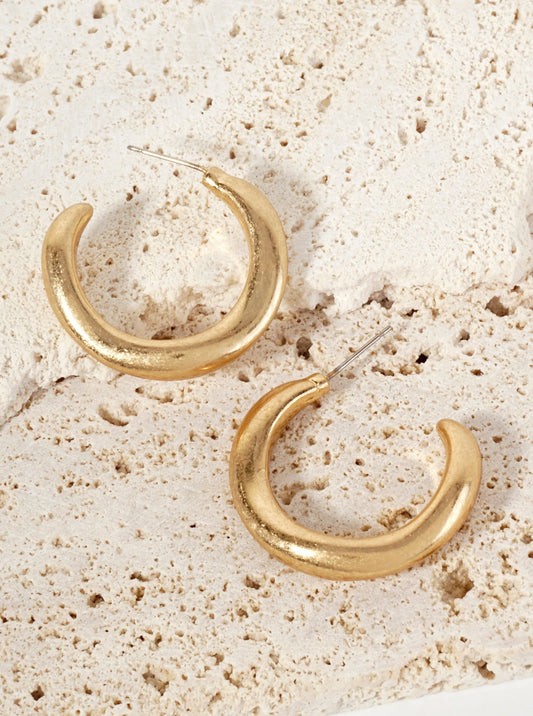 Hand-Scrunched Texture 30mm Open Hoop Earrings With-Titanium-Post