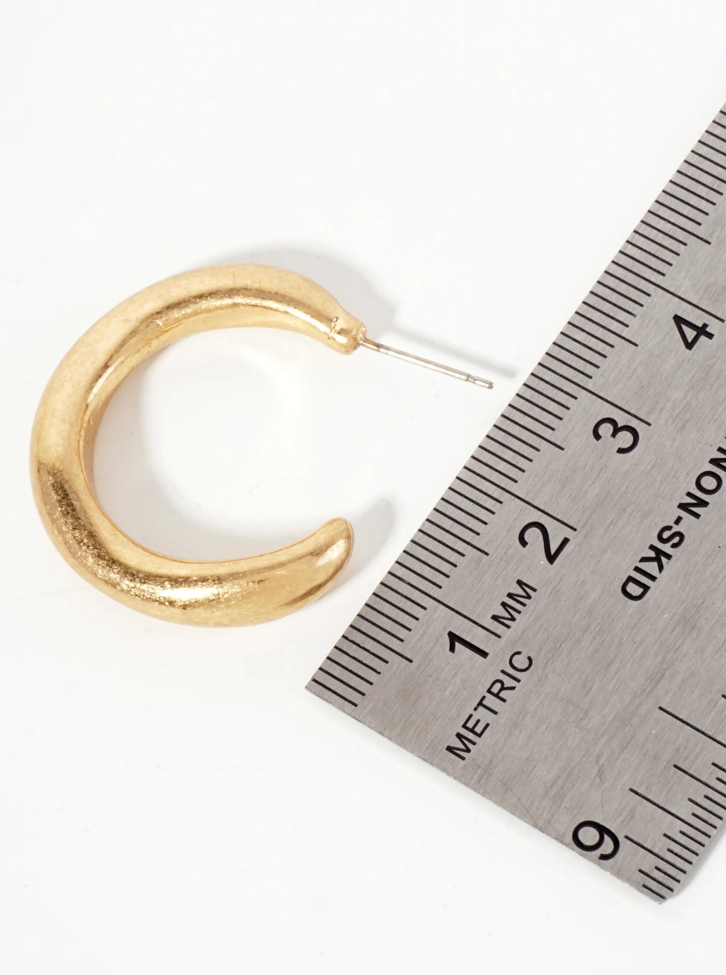 Hand-Scrunched Texture 30mm Open Hoop Earrings With-Titanium-Post