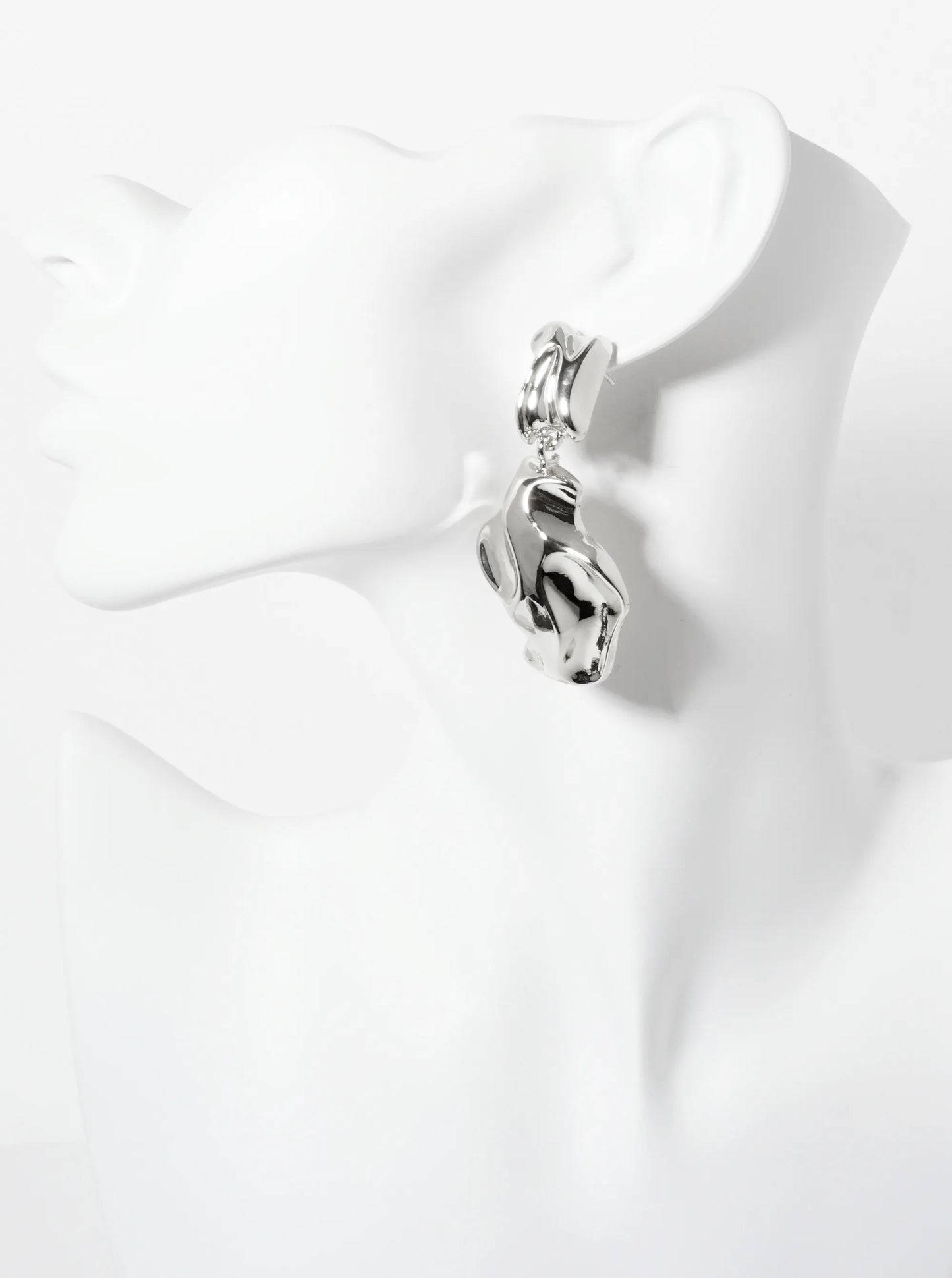 Handcrafted-Like Textured Design 18K-Gold-Dipped Organic Brass Statement Earrings
