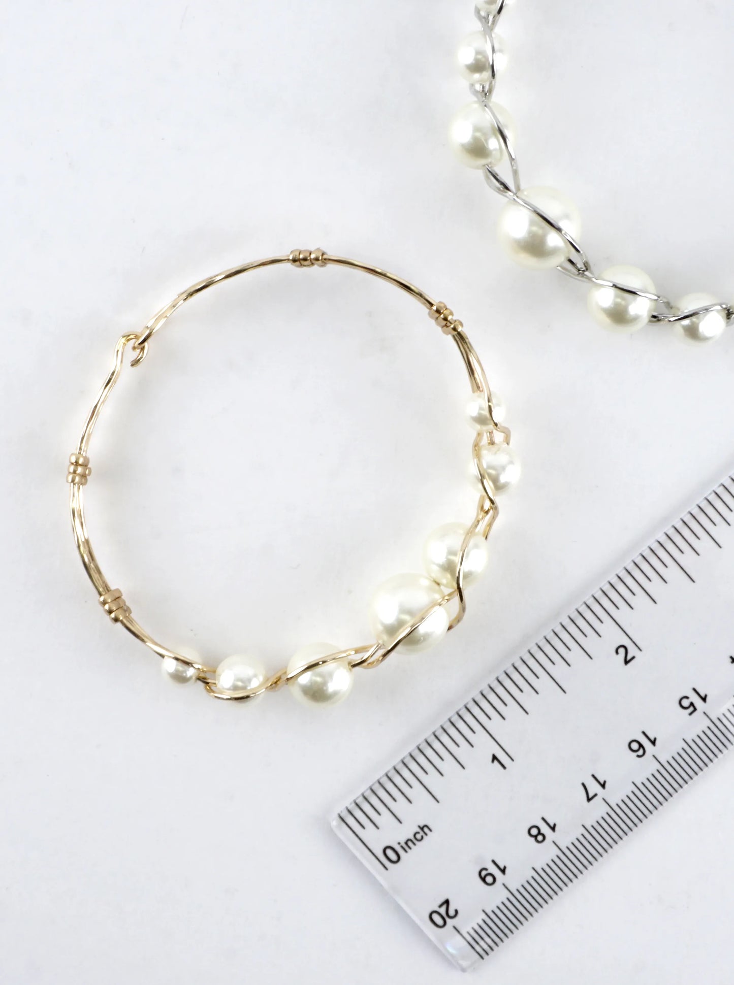 Handmade Woven Graduated Pearl Wire Cuff Bracelet