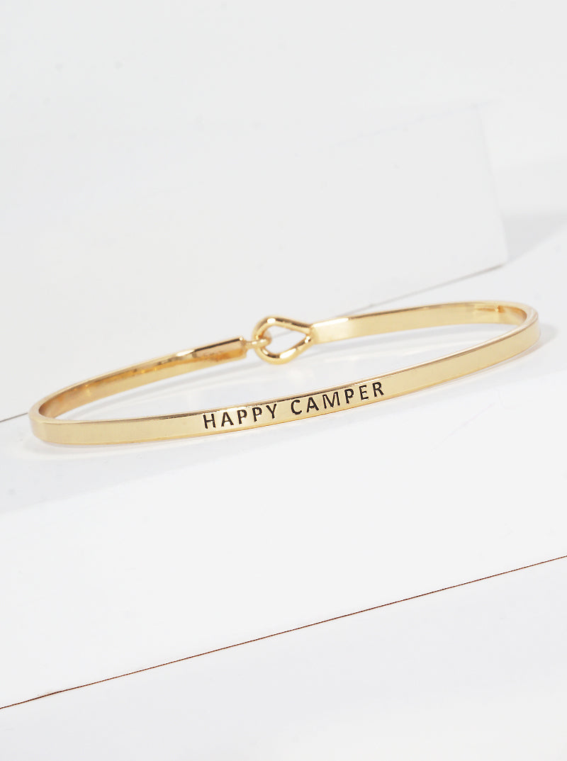 Happy Camper Engraved Inspirational Bangle Bracelet