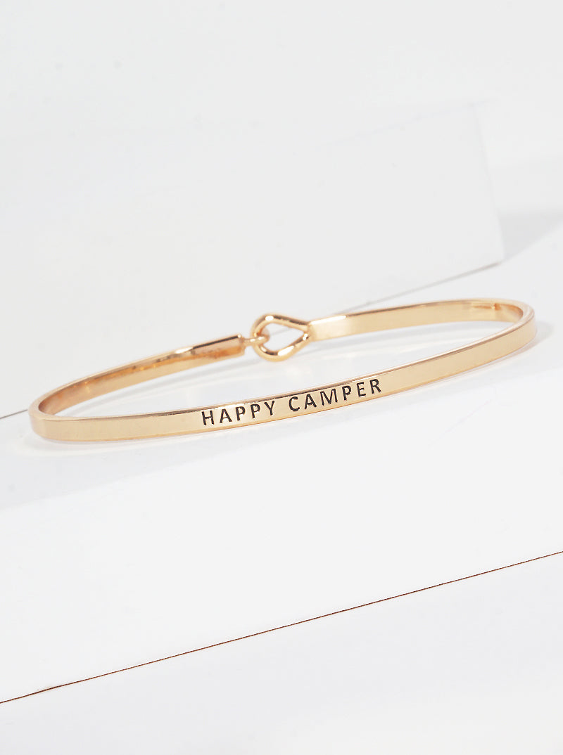 Happy Camper Engraved Inspirational Bangle Bracelet