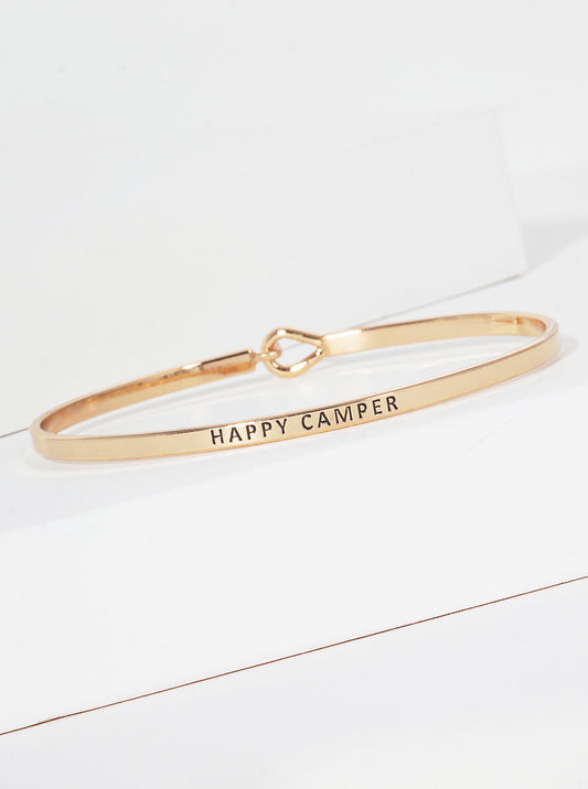 Happy Camper Engraved Inspirational Bangle Bracelet