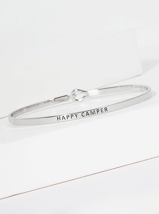 Happy Camper Engraved Inspirational Bangle Bracelet