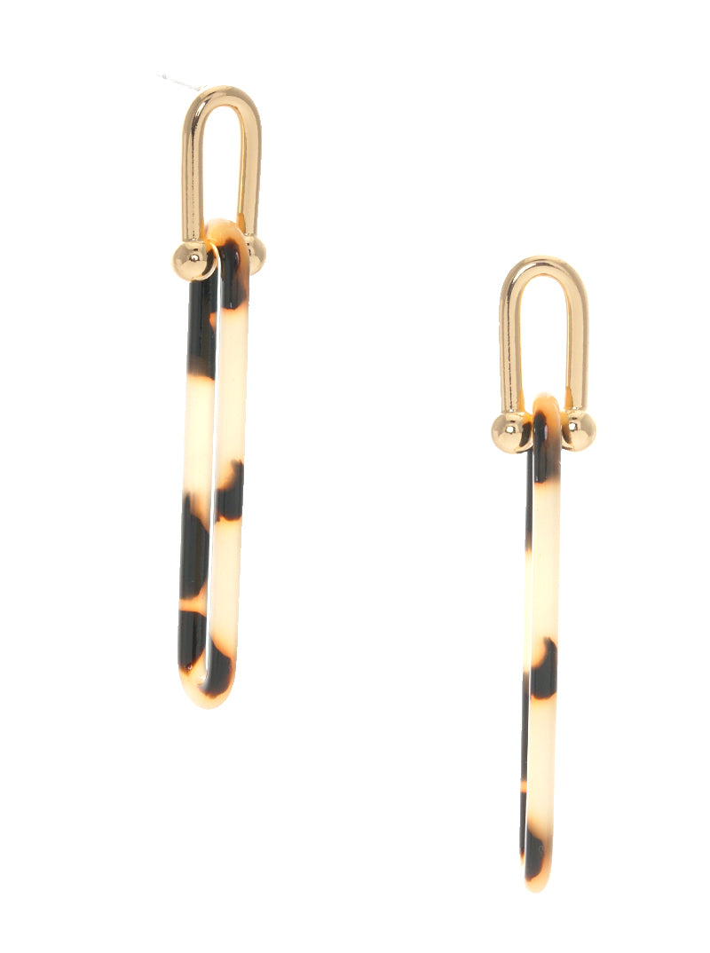 Hardware Linked Chain Acetate Post Drop Earrings