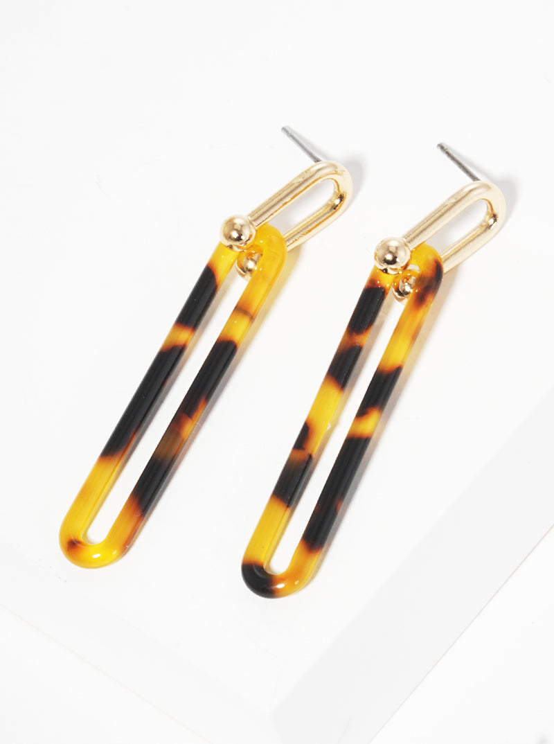 Hardware Linked Chain Acetate Post Drop Earrings