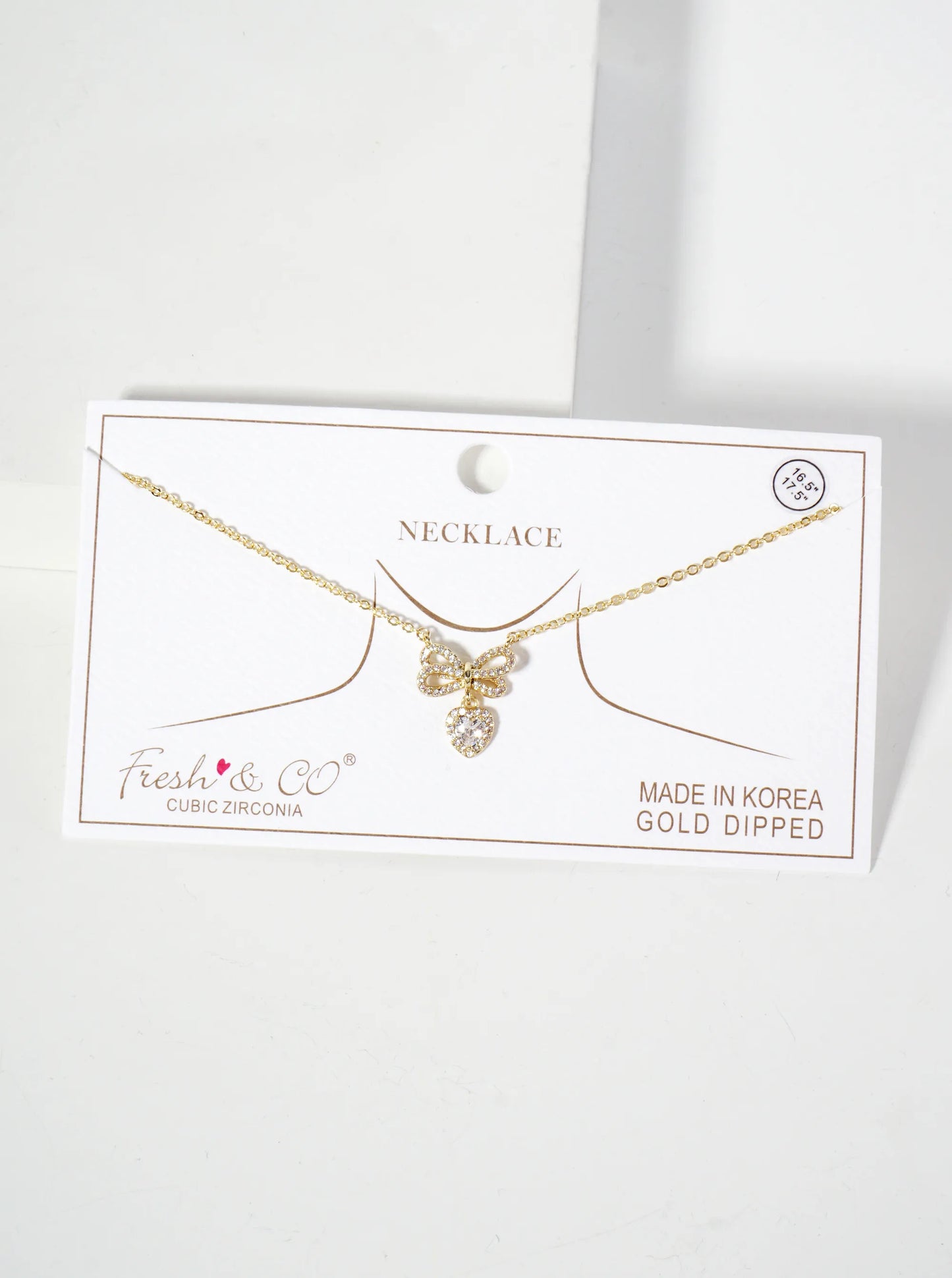 Heart CZ Drop Pave-Set CZ Brow Pendant 18K-Gold-Dipped Brass Necklace