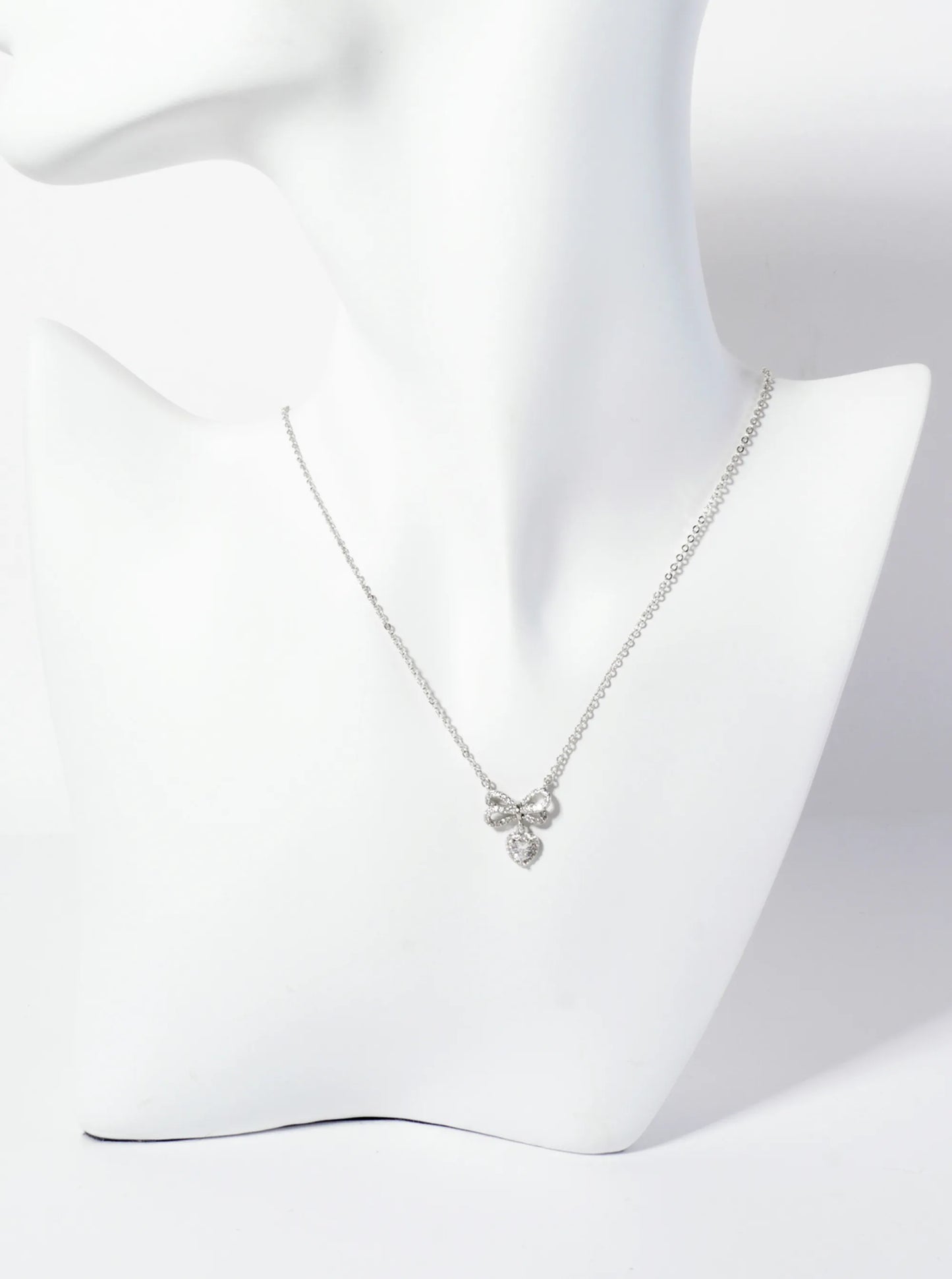 Heart CZ Drop Pave-Set CZ Brow Pendant 18K-Gold-Dipped Brass Necklace