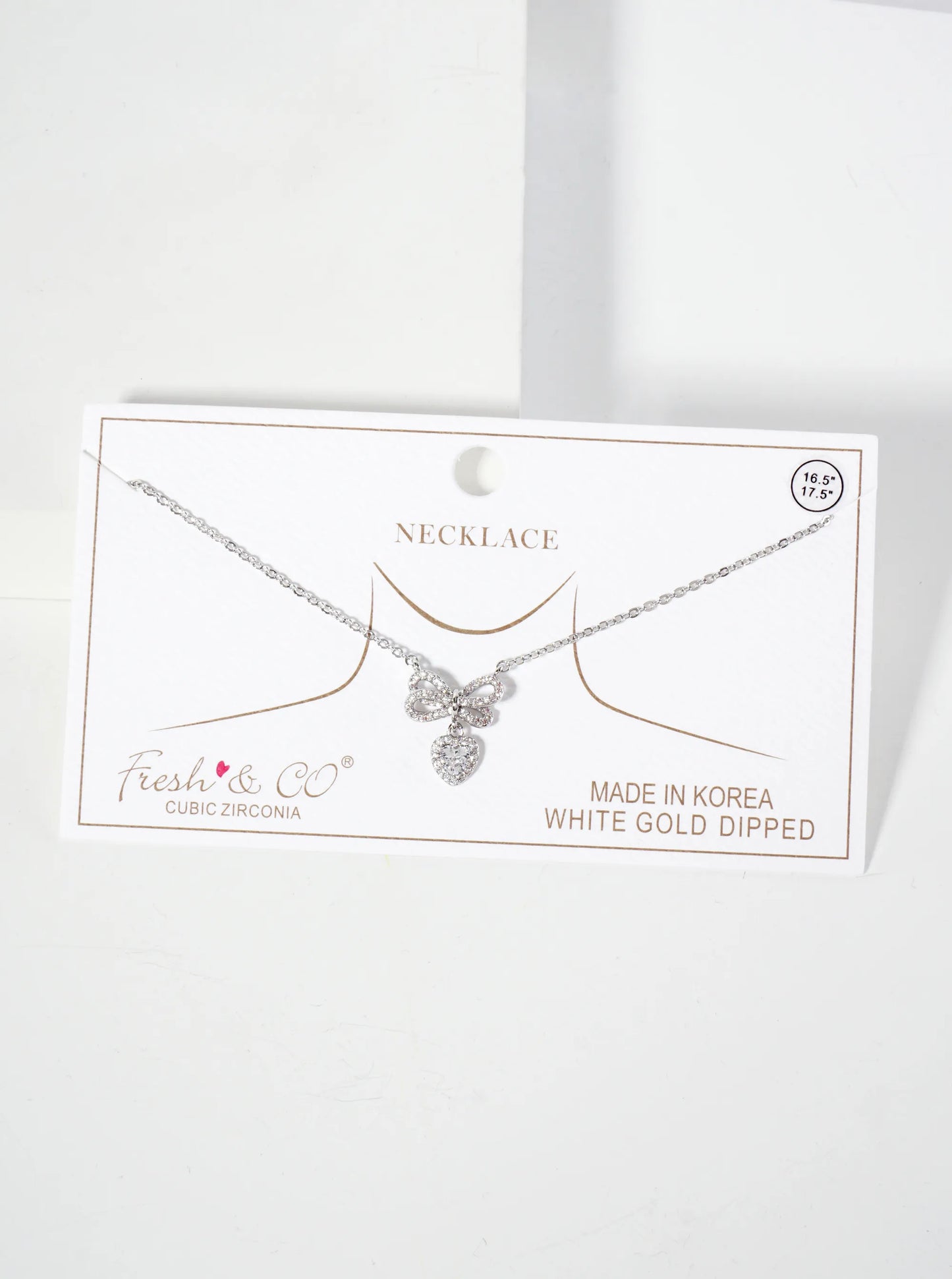 Heart CZ Drop Pave-Set CZ Brow Pendant 18K-Gold-Dipped Brass Necklace