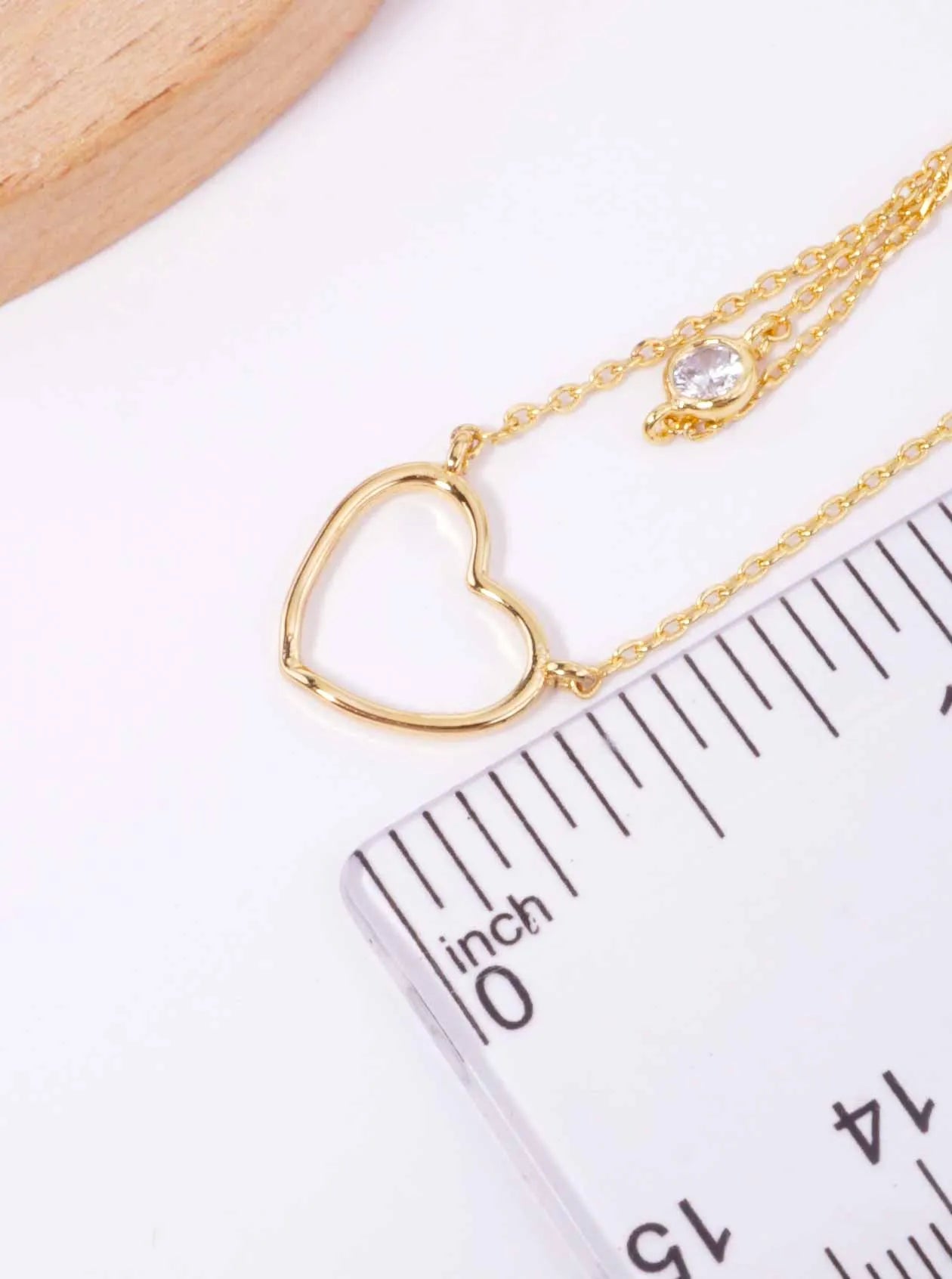 Heart CZ Pendant 18K-Gold-Dipped Layered Necklace