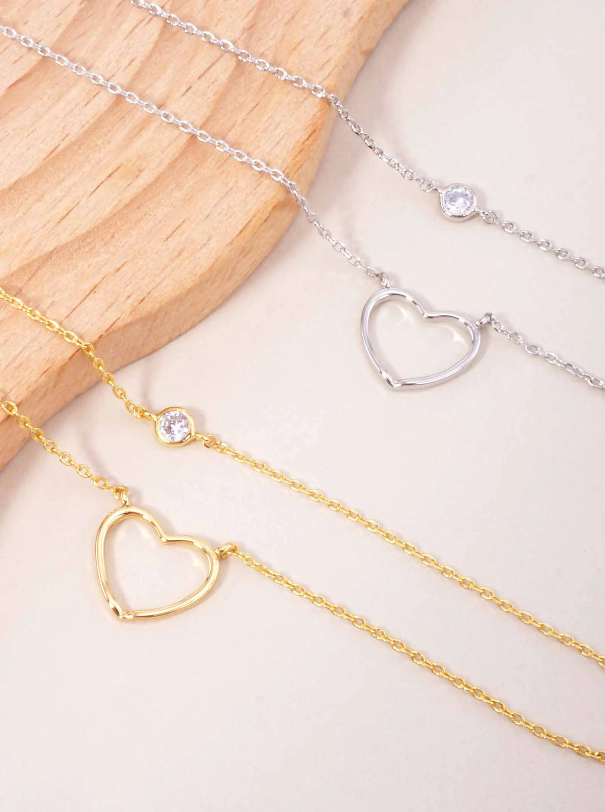 Heart CZ Pendant 18K-Gold-Dipped Layered Necklace