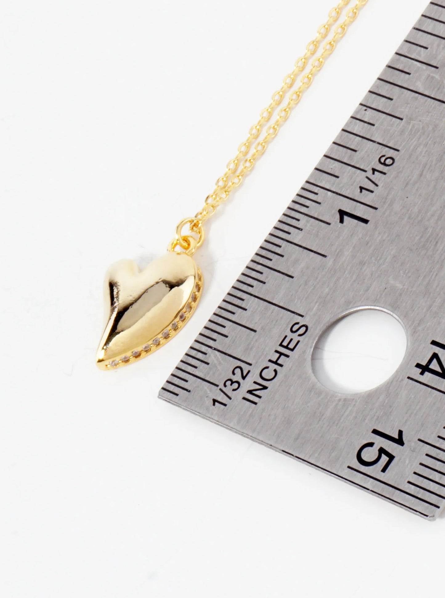 Heart CZ-Stones Set-on-the-Sides Pendant Hypoallergenic 18K-Gold-Dipped Necklace