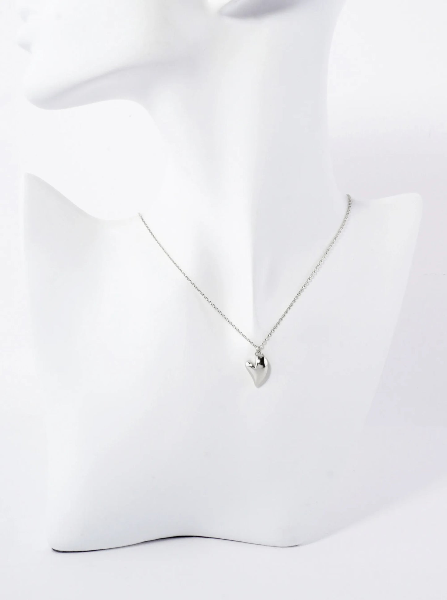 Heart CZ-Stones Set-on-the-Sides Pendant Hypoallergenic 18K-Gold-Dipped Necklace
