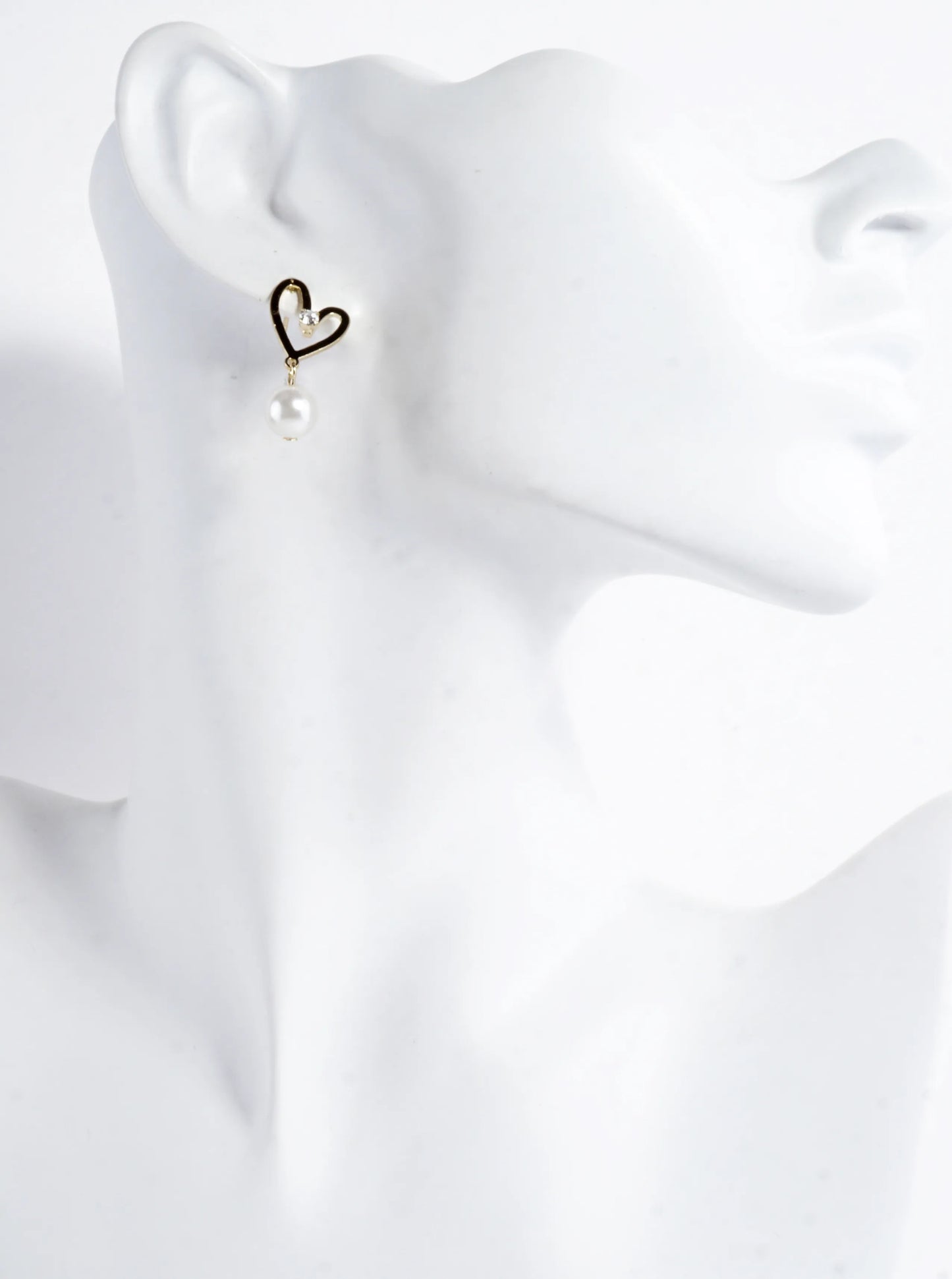 Heart Drop Earrings With Cubic Zirconia Pearl Drop