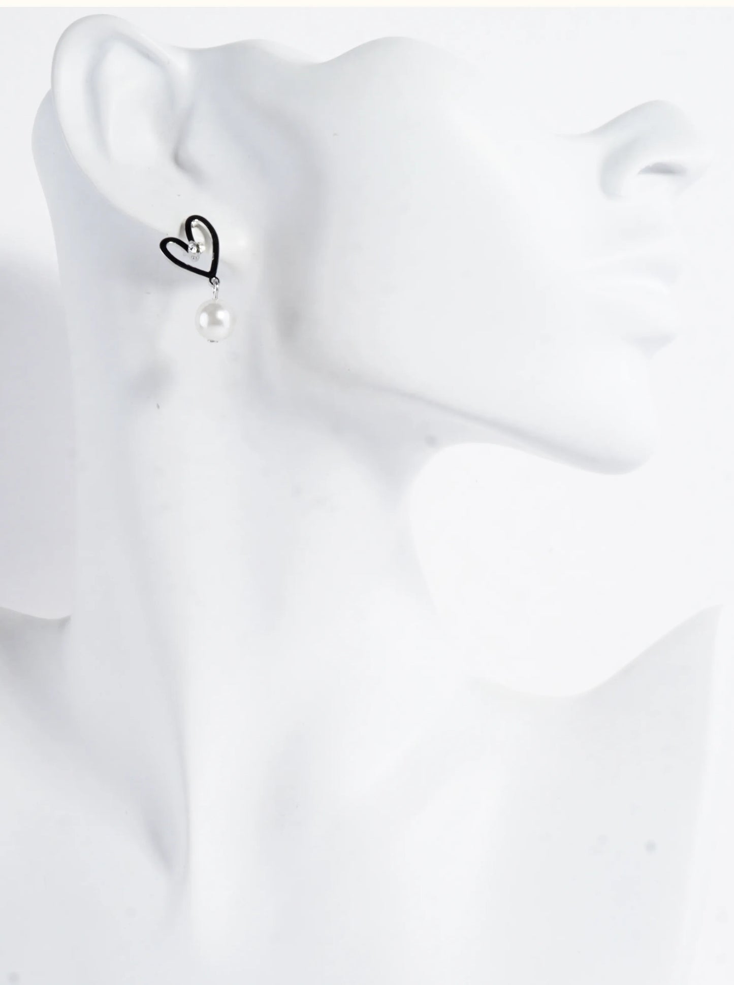Heart Drop Earrings With Cubic Zirconia Pearl Drop