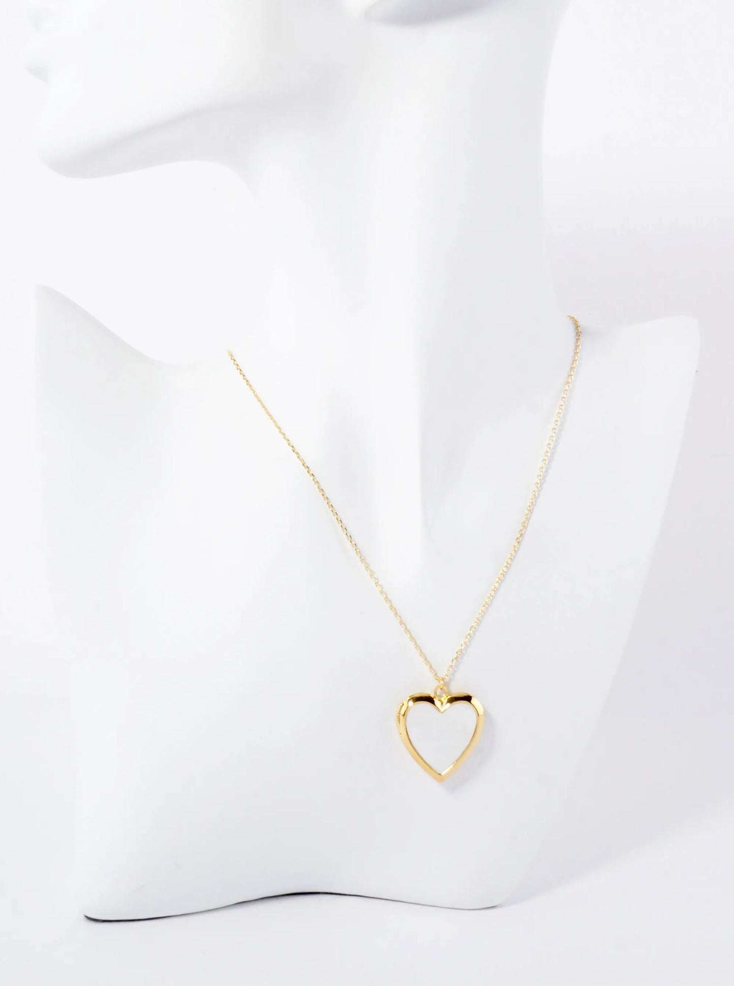 Heart Locket MOP Pendant Hypoallergenic 18K-Gold-Dipped Necklace