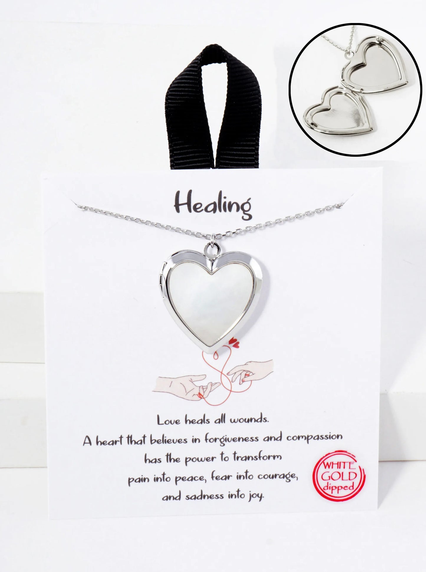 Heart Locket MOP Pendant Hypoallergenic 18K-Gold-Dipped Necklace