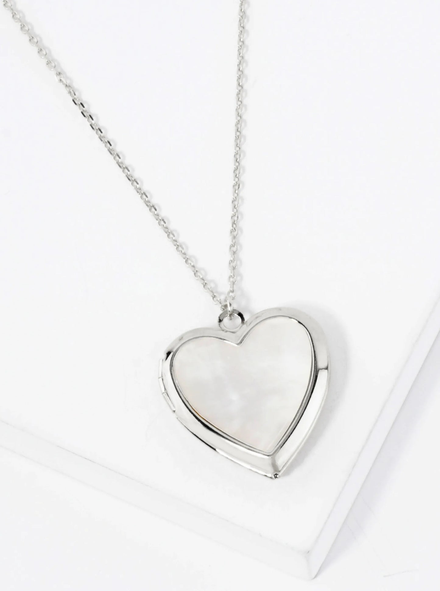 Heart Locket MOP Pendant Hypoallergenic 18K-Gold-Dipped Necklace