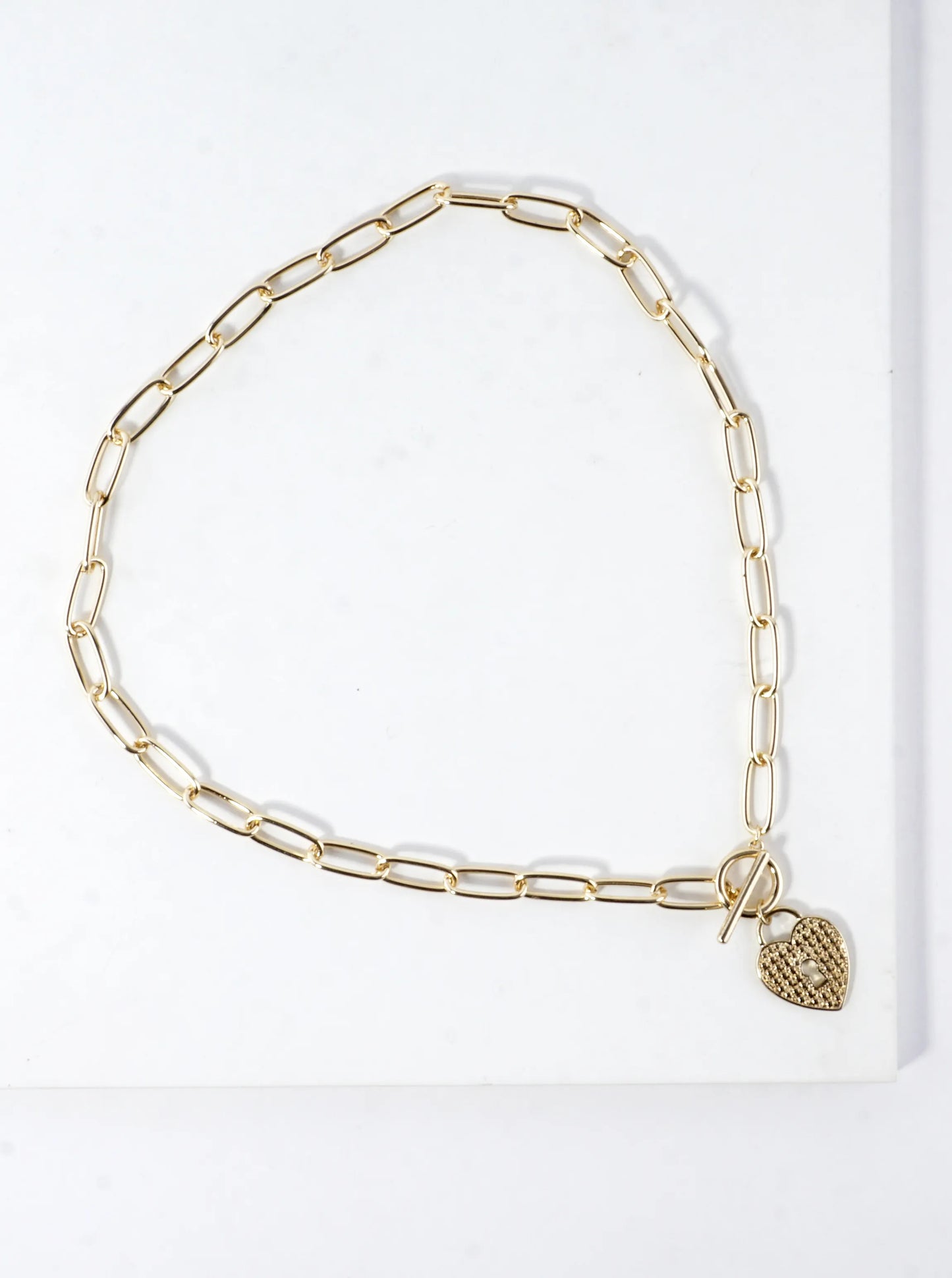 Heart Padlock Pendant Toggle Necklace