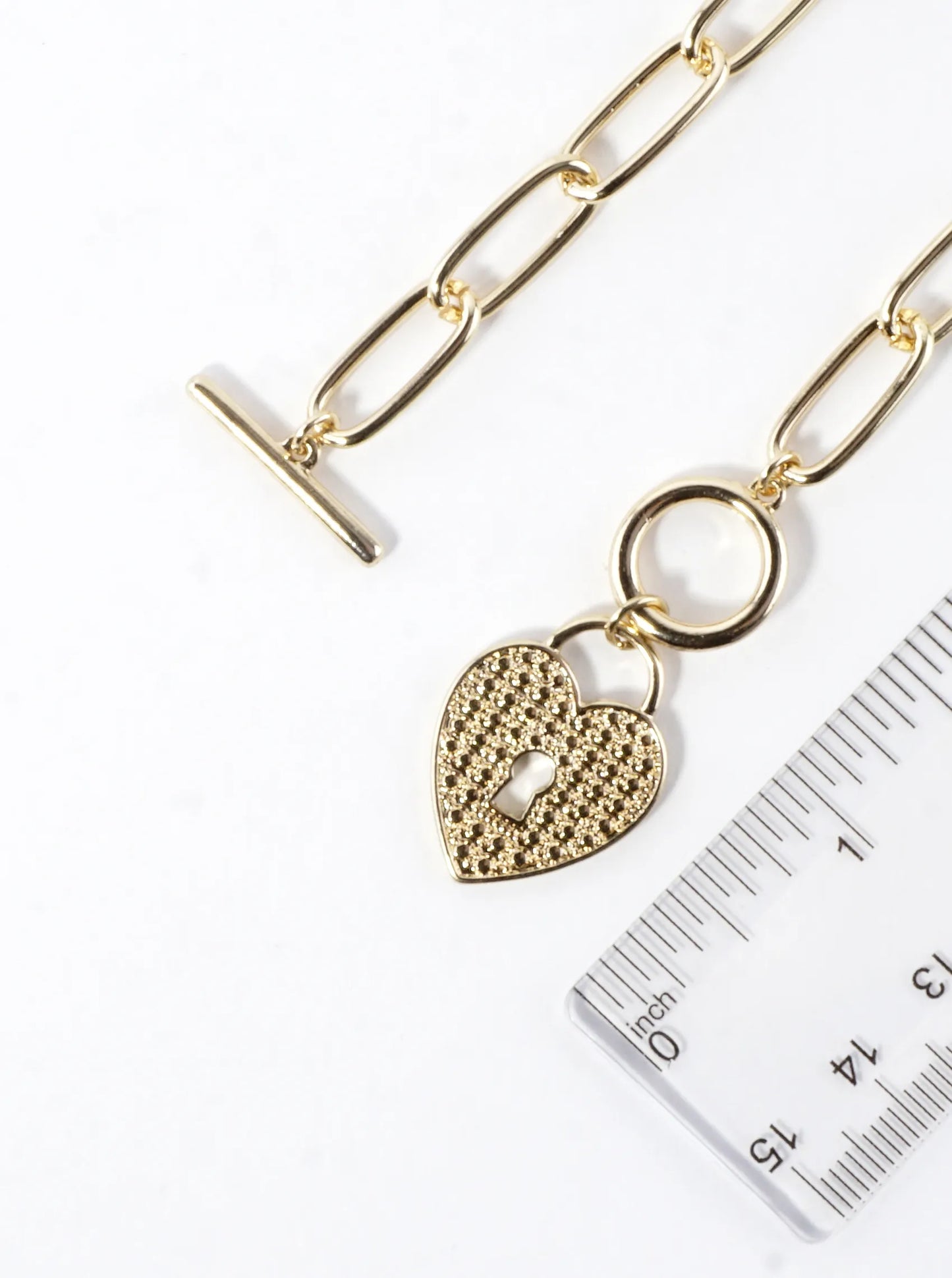 Heart Padlock Pendant Toggle Necklace