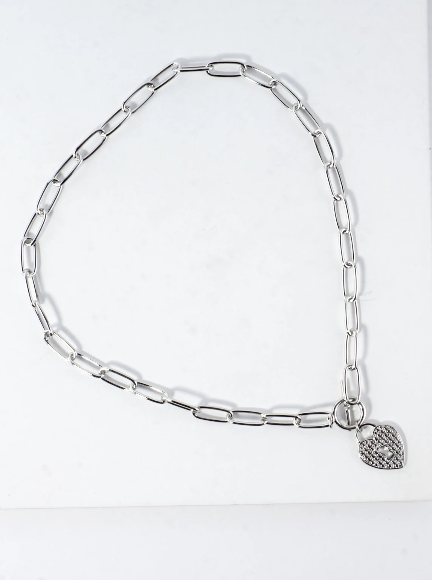 Heart Padlock Pendant Toggle Necklace