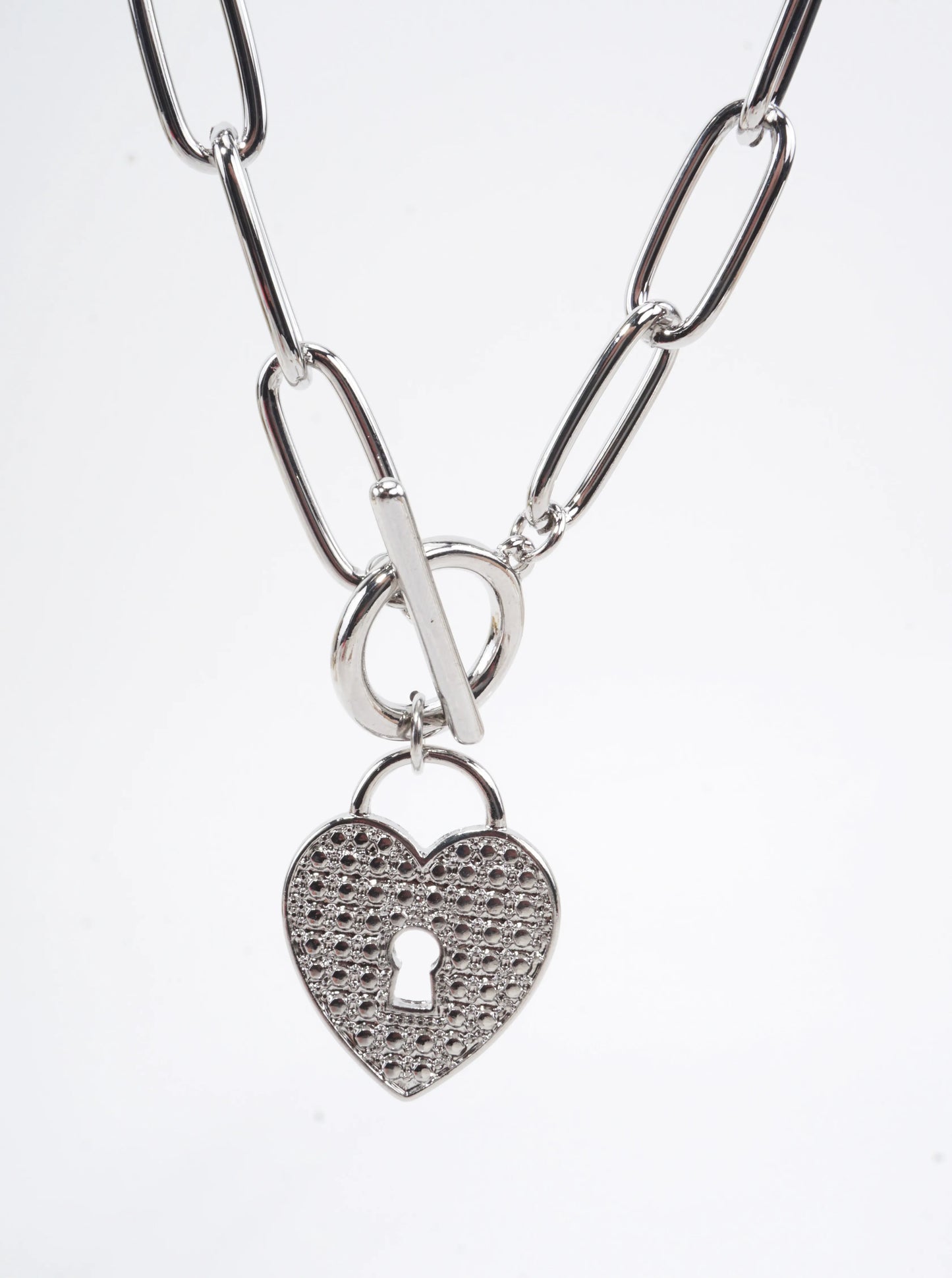Heart Padlock Pendant Toggle Necklace
