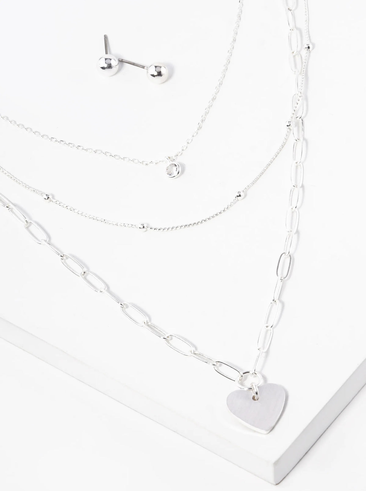 Heart Pendant Multi Chain Layered Necklace