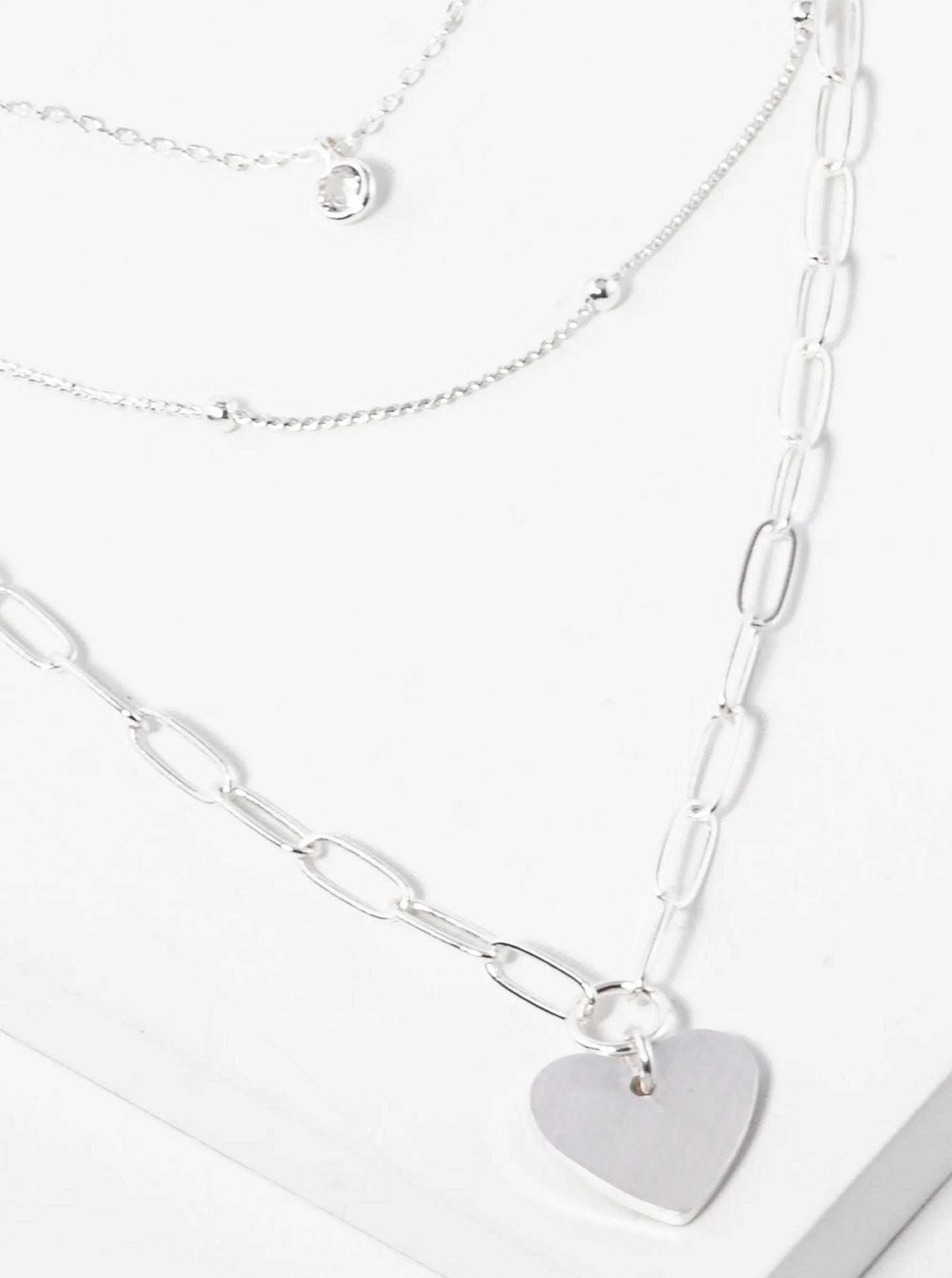 Heart Pendant Multi Chain Layered Necklace